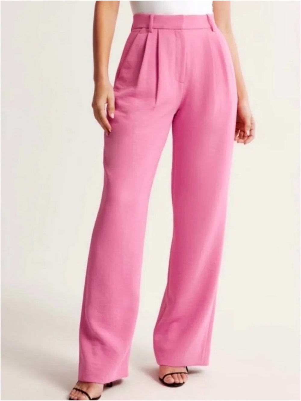 Abercrombie & Fitch High-Waist Sloane Tailored Pant in Pink in 6 Long